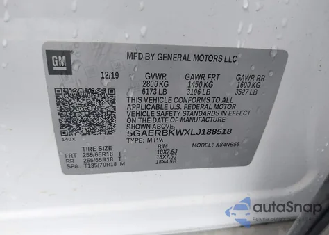 2020 Buick Enclave Fwd Essence from USA, damaged, VIN 5GAERBKWXLJ188518